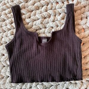 SHEIN Black Ribbed Square Scoop Crop Tank